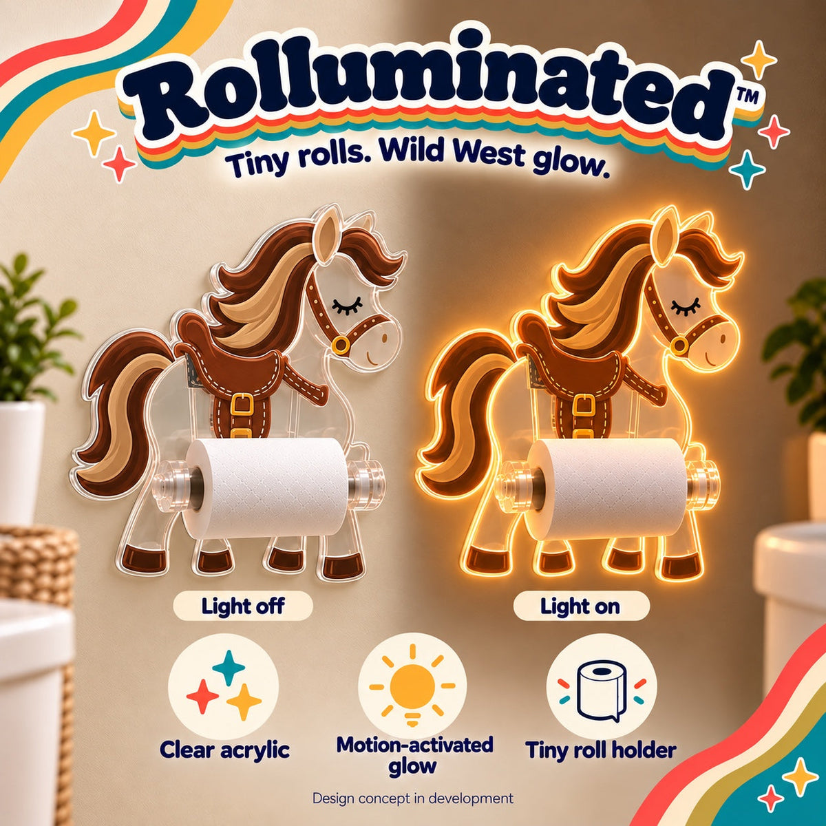 Rolluminated™ Western Horse: Tiny Rolls. Wild West Glow.